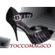 SCARPE NR 40 - 41 SANDALI DONNA NERE SPUNTATE IN PELLE