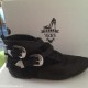 Vans in pelle nere scamosciate scarpe donna fibbia metallo