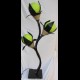 LAMPADA IN METALLO, COCCO E FIBRA COLORE VERDE 