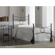 LETTO IN FERRO BATTUTO NERO SINGOLO MOD CONCA TESTATA + GIRO