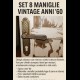 Set 8 maniglie vintage anni '60 per porta con placca  stile