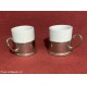 COPPIA TAZZINE CAFFE' VINTAGE CON SUPPORTO IN METALLO