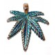 Pendente in Metallo Foglia Marijuana Cannabis Azzurro New