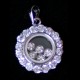 Pendente in Argento 925 con cassa in cristallo e Zirconi