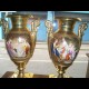 COPPIA VASI FRANCESI IN CERAMICA DIPINTI META' 1800