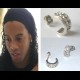 2 ORECCHINI UOMO SWAROVSKI RONALDINHO TONDI DOUBLE NEW