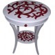 Tavolino color lilla con decori in pelle
