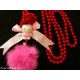 HELLO KITTY - COLLANA  PERLE ROSSE  E  CIONDOLO