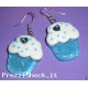 ORECCHINI CUPCAKES AZZURRI GLITTER  NUOVI