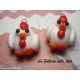 Charm Fimo Cernit gallina gallo kawaii handmade 1pz