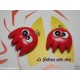 Charm Fimo Cernit fantasmini pacman kawaii handmade 1pz