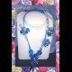 BLUE SILK NECKLACE COLLANA SETA CRISTALS MURANO PERLE