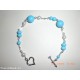 BRACCIALE IN PASTA DI TURCHESE,PERLE  E ARGENTO TIBETANO