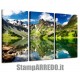 3 QUADRI ARTE MODERNA LAGO MONTAGNA STAMPA TELA CANVAS