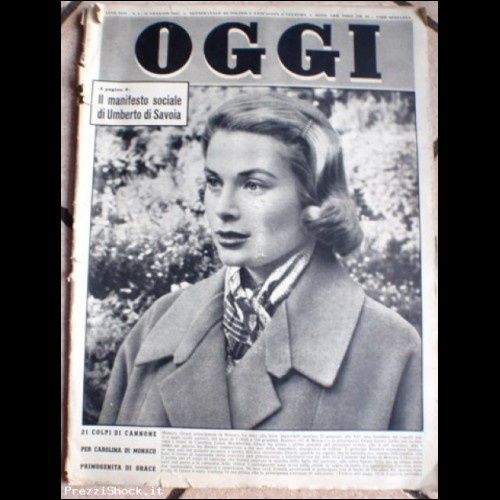Rivista vintage OGGI anno 1957 Grace Kelly