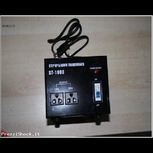 Trasformatore adattatore di tensione 220/110 volts 1000watt
