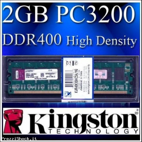 KINGSTON RAM DDR 400 MHZ 2 GB 2 x 1 GB PC 3200 184 PIN