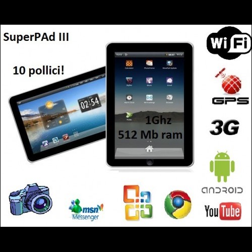 SuperPad 2 -1Ghz-512MB Ram-wifi-3g-Gps-android 2.2