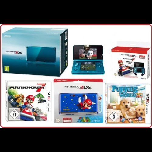 Nintendo 3DS Aqua Blue + Giochi e Accessori