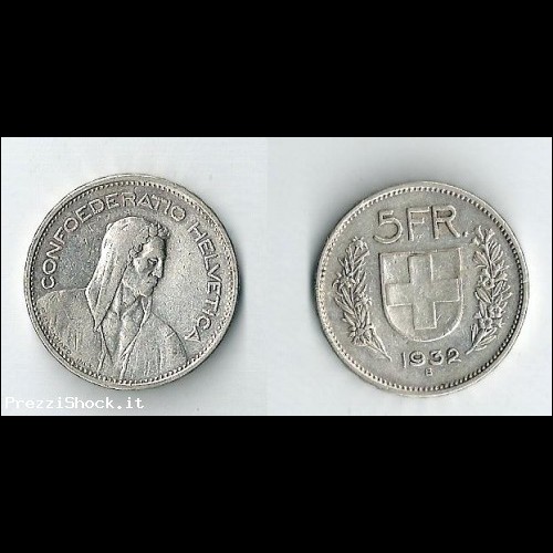 svizzera 5 franchi 1932