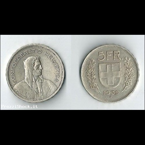 svizzera 5 franchi 1939