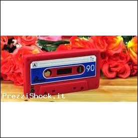 Cover Custodia Silicone Cassetta Retr per iPhone 4 4S ROSSO