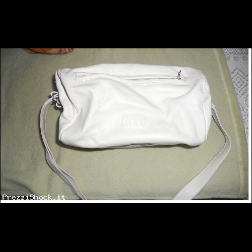 borsa Zippo bianca in pelle 100%