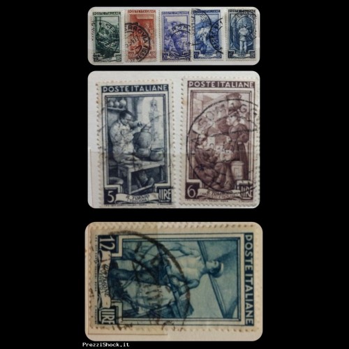 8 francobolli della serie Italia al lavoro