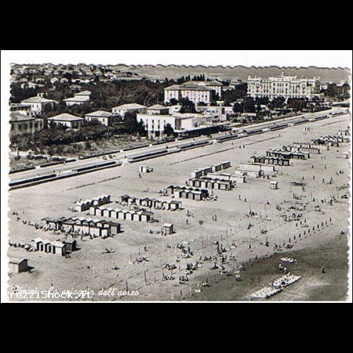 Cartolina - RIMINI - Spiaggia dall'Aereo - Vg. 1956
