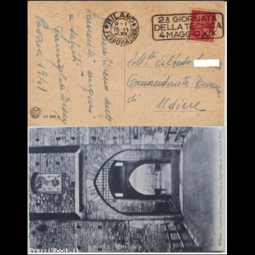 Cartolina - MILANO - Castello Sforzesco - Viaggiata 1941