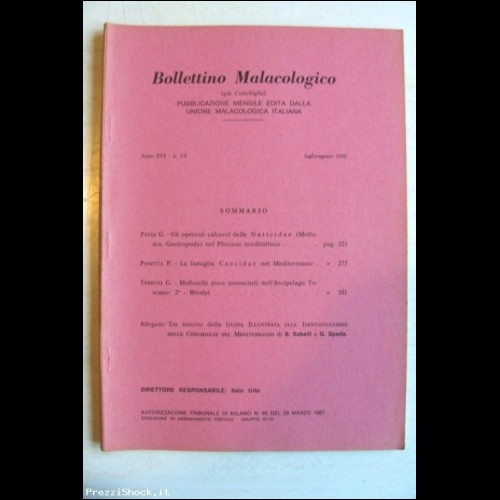 Bollettino Malacologico - Anno XVI N. 7-8 1980