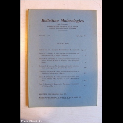 Bollettino Malacologico - Anno XVII N. 5-6 1981