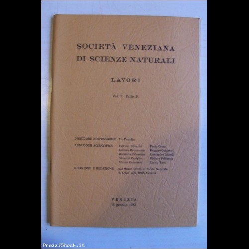 SOCIETA' VENEZIANA DI SCIENZE NATURALI - Lavori - 1982