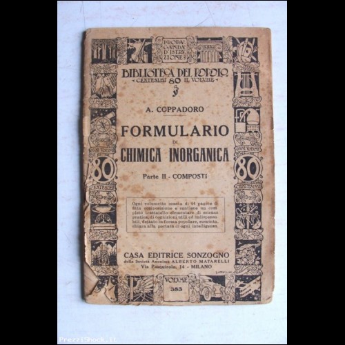 FORMULARIO di CHIMICA INORGANICA - Sonzogno Ed. 1940