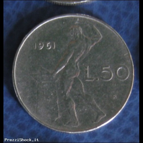 *S* Italia Repubblica 50 lire Vulcano 1961 BB