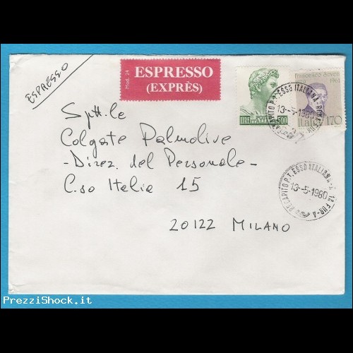 1980 - espresso -affrancatura mista - busta cover