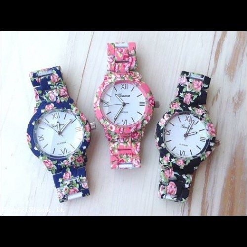 Women Girl Geneva Retro Floral Wristwatch Orologio da polso