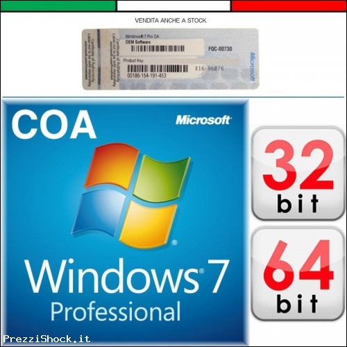 Licenza Windows 7 Professional 32 / 64 bit Licenze Sticker
