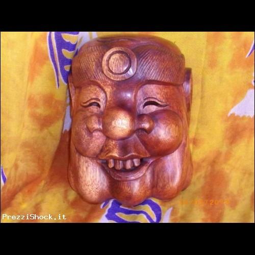 Buddha felice in legno Suar massello