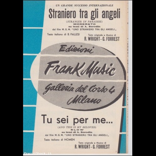 1953 spartito Straniero tra gli angeli MODERATO - Tu sei per