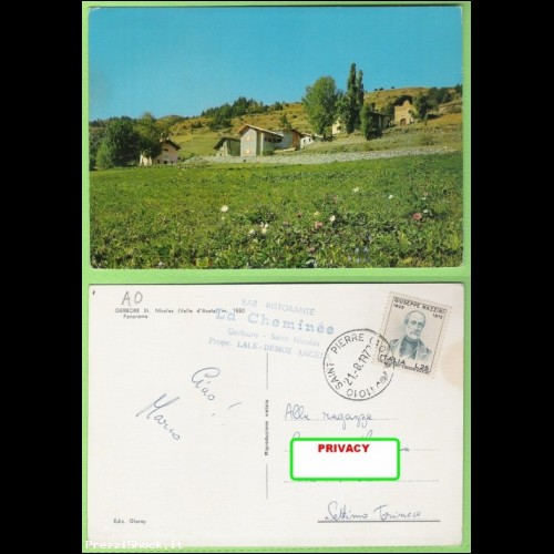 GERBORE Aosta panorama VG francobollo commemorativo Mazzini