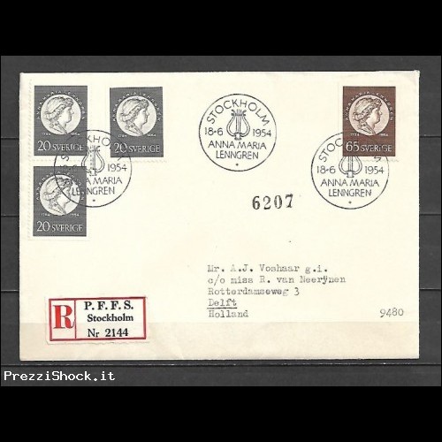 SVEZIA - 1954 - N. 387/88 + 387d SU FDC