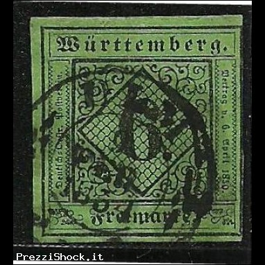 1851 - Wurttemberg - antichi stati Tedeschi - 3 Cifra-