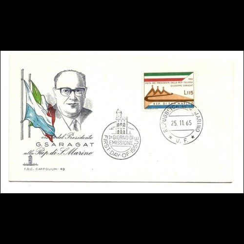 1965 - San Marino 704 Visita Saragat - FDC-