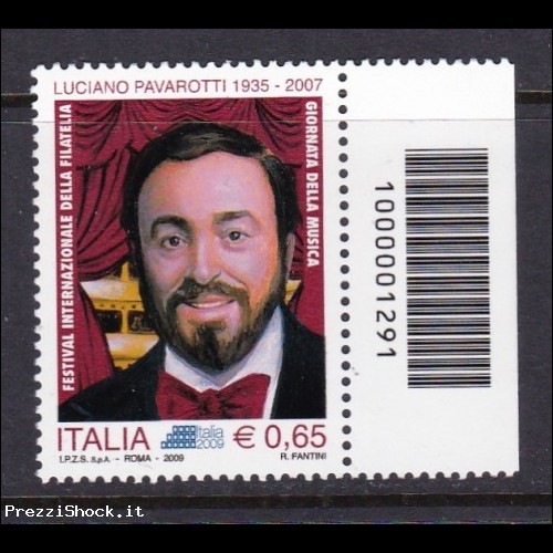 CODICE  BARRE 2009 -1291 giornata musica Luciano Pavarotti