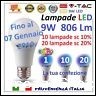 10PZ  LAMPADINE LED V-TAC ATTACCO E27  9W LUCE NATURALE