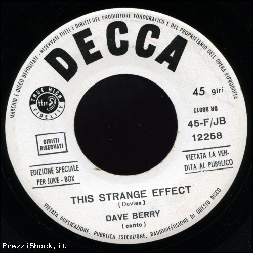 DAVE BERRY This Strange Effect 45 IT Promo Jukebox 1965