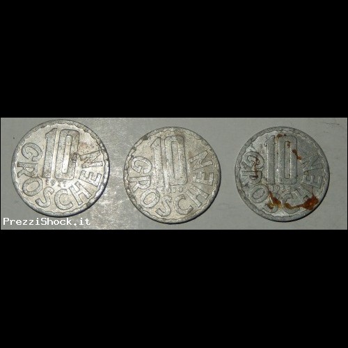 AUSTRIA 10 GROSCHEN  1963  1970  1971  3 MONETE