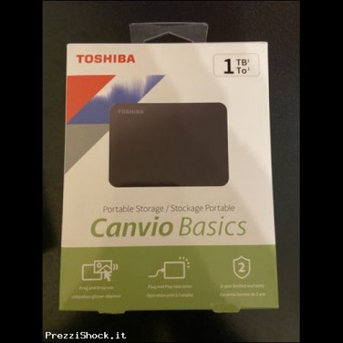 Harddisk portatile2,5" ToshibaCanvio Basics 1TBnuovo
