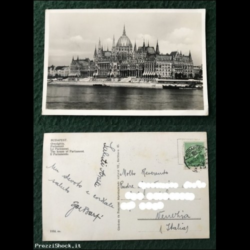 Cartolina BUDAPEST - Parlamento - Viaggiata 1936